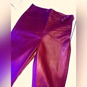 Zara Leather Pants Burgundy Color